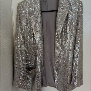 Express Shimmering Silver Women's Blazer